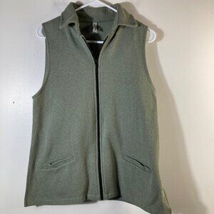 Womens FH Clothing Co Sweater Vest Soft Cotton Zip Green M Cotton Pockets Side S